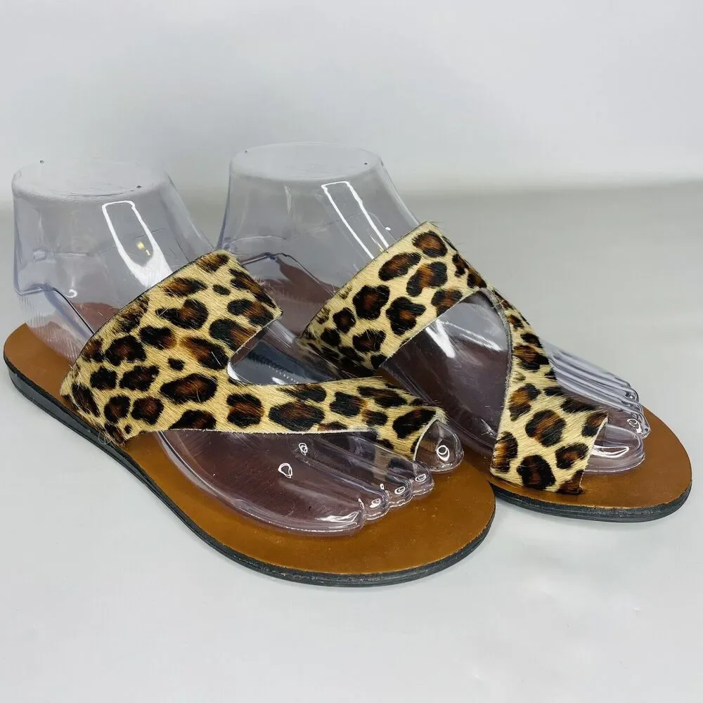Kenneth Cole New York Womens Palm Calf Hair Thong Slide‎ Sandals Shoes Size 6.5